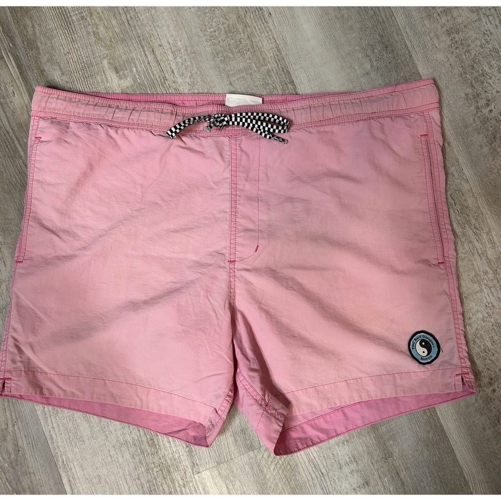 Vintage T & C Surf Designs Hawaii Pink Swim Trunks Board Shorts Men's Size Large